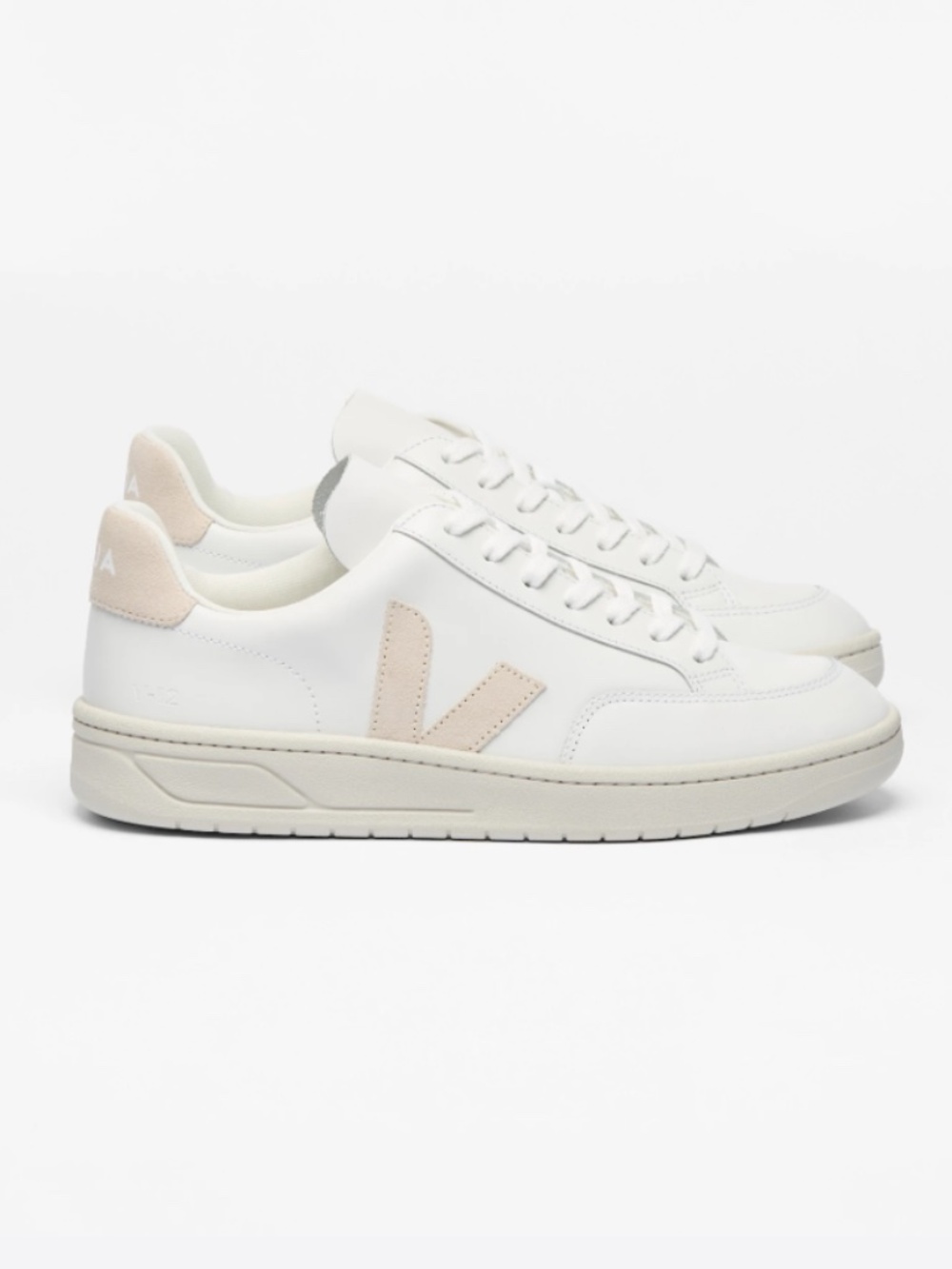 Veja V-12 Leather Low-Top Sneakers in White Sable (Women’s size EU 38, US 7)